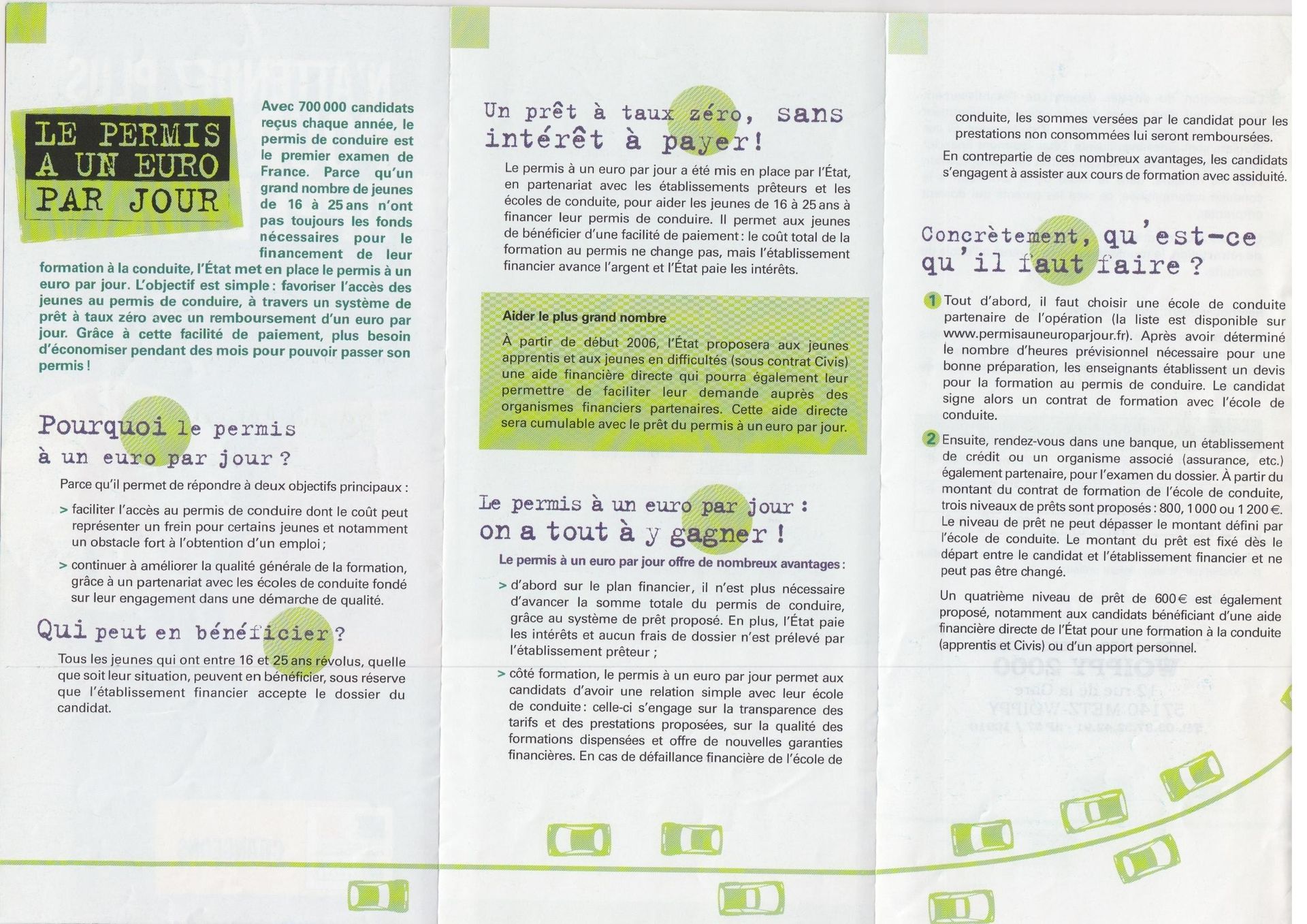 Brochure du permis à un euro par jour : présentation et démarches
